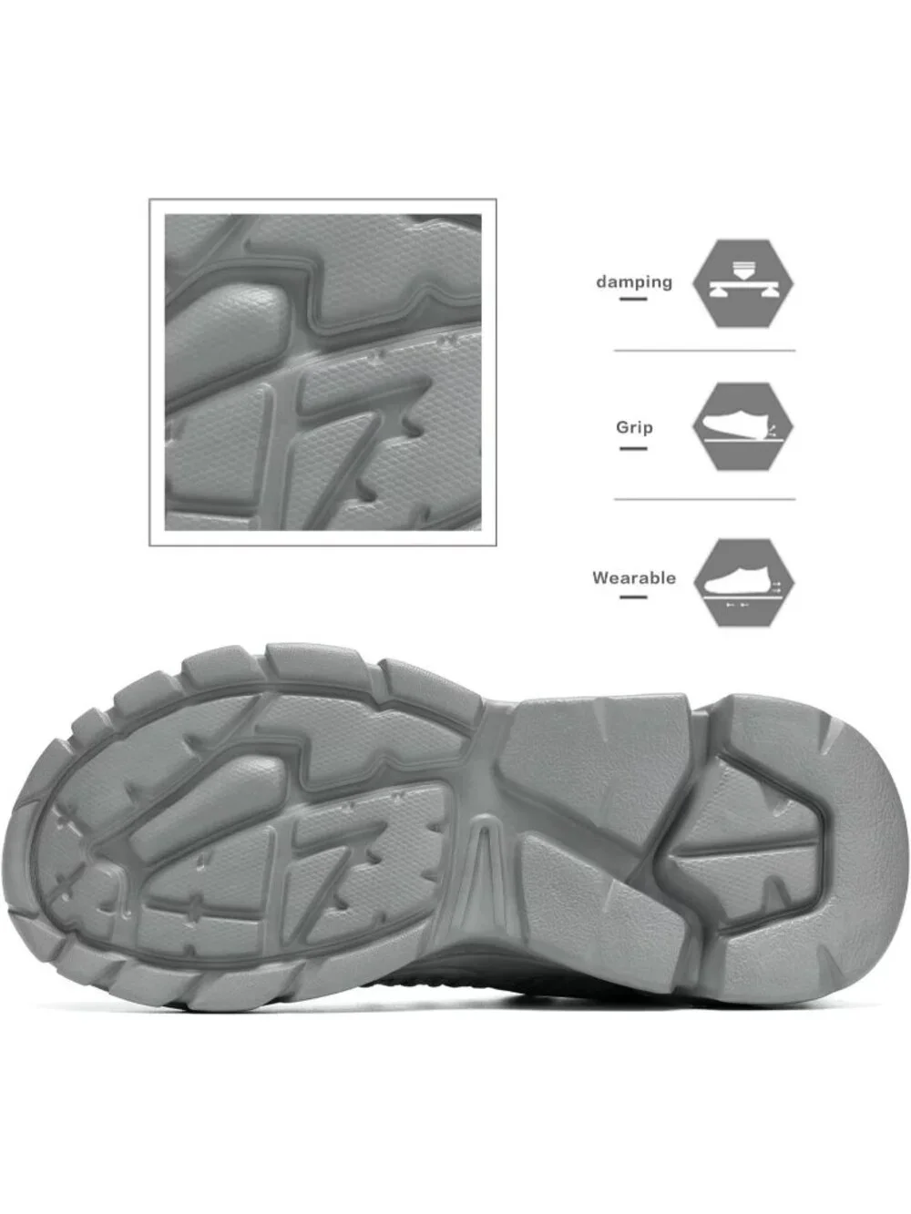 Men's Grey Lightweight Athletic Running Walking Non Slip Sneakers Shoes
